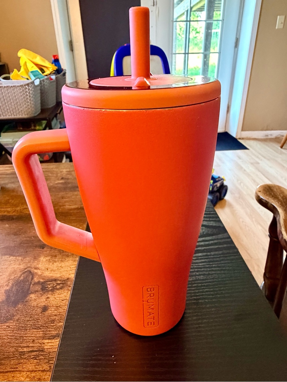 BrüMate Orange Insulated Travel Mug with Handle and Straw Lid - 30 oz